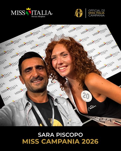 Sara Piscopo, Miss Campania 2026, con Jespo